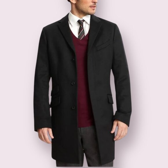 Banana Republic Men's Top Coat Black Wool Blend Size Small 3 Button Jacket